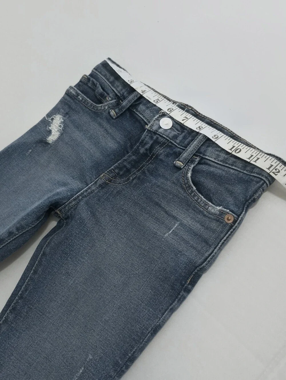 GAP Kids Boys 7 Slim Jeans Distressed Rip Repair Blue Wash Adjustable Waist